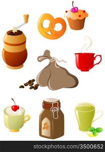 set of glossy coffee and tea icons