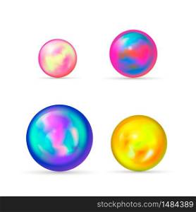 Set of glossy colorful marble balls isolated on white. Set of glossy colorful marble balls on white