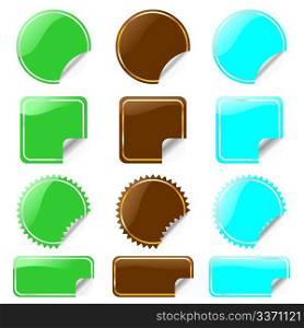 set of glossy labels in various shapes. Vector