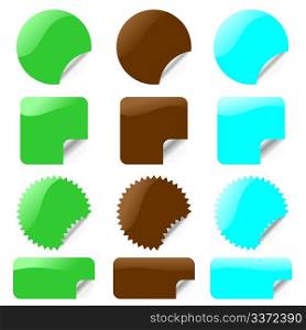 Set of glossy labels in various shapes - vector
