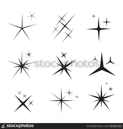 Set of Glowing Light Stars with Sparkles Vector Illustration EPS10. Set of Glowing Light Stars with Sparkles Vector Illustration