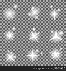 Set of Glowing Light Stars with Sparkles Vector Illustration EPS10. Set of Glowing Light Stars with Sparkles Vector Illustration