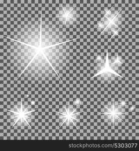 Set of Glowing Light Stars with Sparkles Vector Illustration EPS10. Set of Glowing Light Stars with Sparkles Vector Illustration