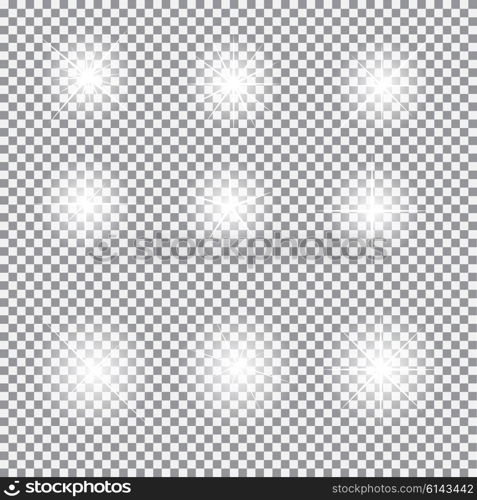 Set of Glowing Light Stars with Sparkles Vector Illustration EPS10. Set of Glowing Light Stars with Sparkles Vector Illustration