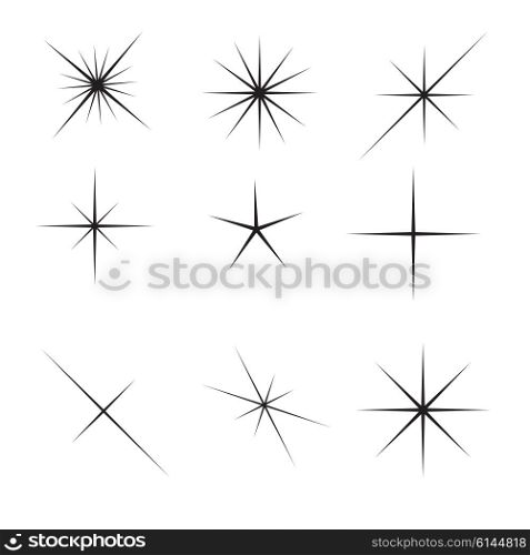 Set of Glowing Light Stars with Sparkles Vector Illustration EPS10. Set of Glowing Light Stars with Sparkles Vector Illustration