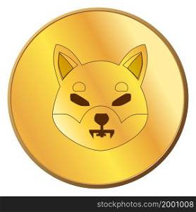 Set of gold coins Shiba Inu SHIB in isometric view isolated on white. Vector illustration.. Set of gold coins Shiba Inu SHIB in isometric view isolated on white.