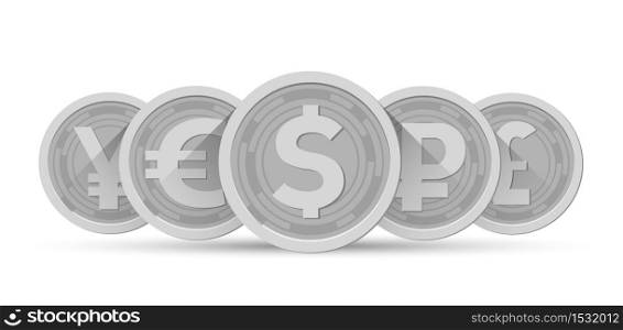 Set of gold currencies isolated on a white background. Vector illustration design.