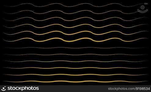 Set of golden contour waves isolated on white background. Vector design element.. Set of golden contour waves isolated on white background. Design element.