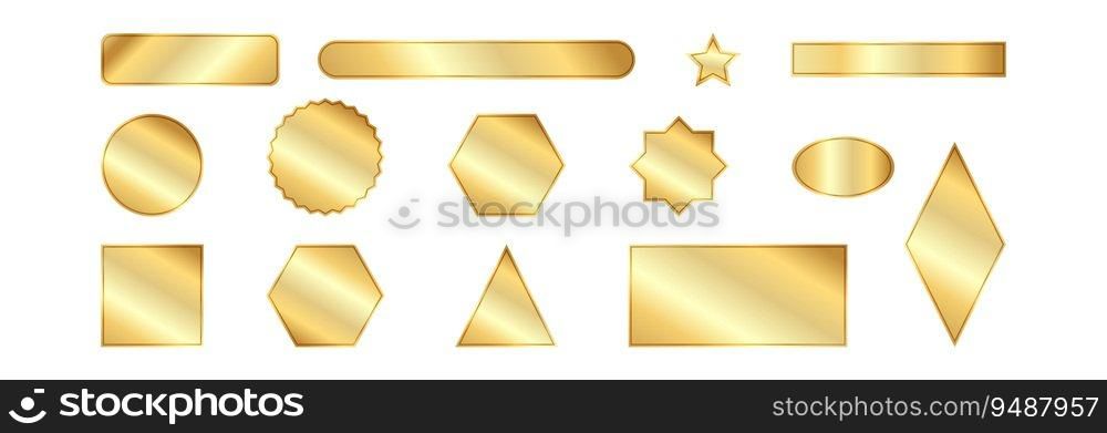 Set of golden geometric shapes. Set of different icons.