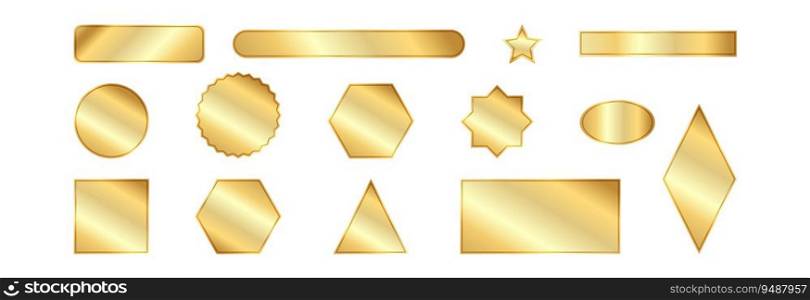 Set of golden geometric shapes. Set of different icons.