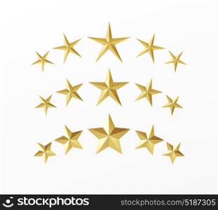 Set of golden realistic stars with different rays isolated on a white background. Vector illustration EPS10. Set of golden realistic stars with different rays isolated on a white background. Vector illustration