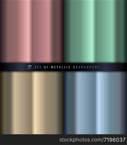 Set of gradient pink, green, blue and gold metallic background and texture. Vector illustration