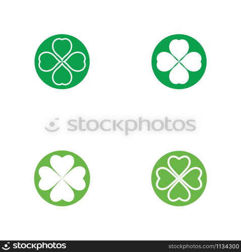 Set of Green Clover Leaf icon Template Design Vector