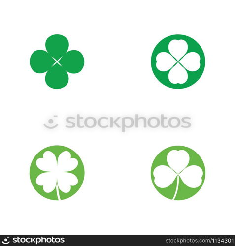 Set of Green Clover Leaf icon Template Design Vector