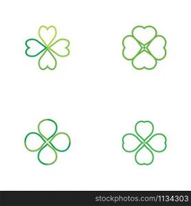 Set of Green Clover Leaf icon Template Design Vector
