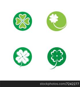 Set of Green Clover Leaf icon Template Design Vector
