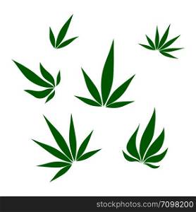 set of green medical marijuana or cannabis, vector illustration