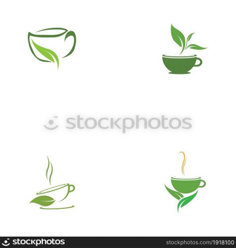 set of Green tea vector logo template