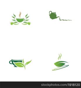 set of Green tea vector logo template