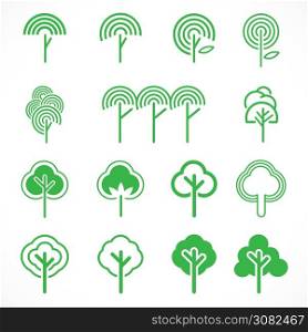 set of green tree symbol, vector illustration