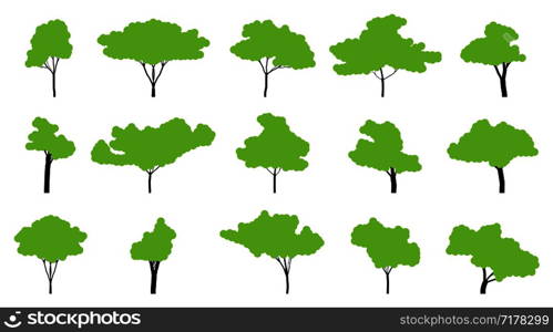 Set of green trees on an empty background. Eps10. Set of green trees on an empty background