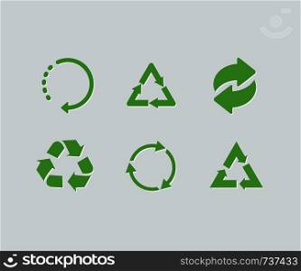 Set of green vector recycle icon. Recycle vector collection