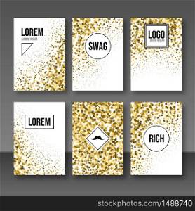Set of greeting cards, gift tags, certificate. Golden banners postcards shapes.. Set of greeting cards, gift tags, certificate. Golden banners postcards shapes