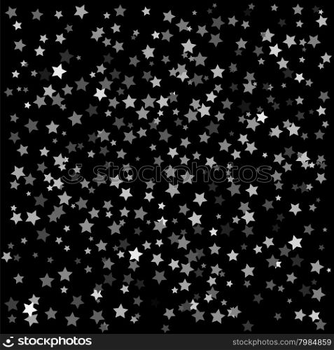 Set of Grey Stars on Dark Background. Starry Pattern. Set of Grey Stars