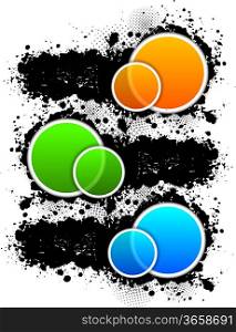 Set of grunge banners with circles. Abstract illustration