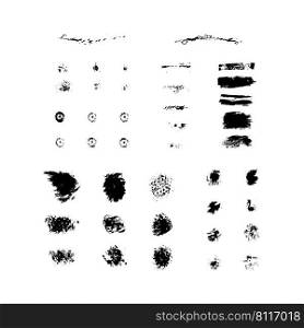 Set of grunge black paint, ink strokes and splatters, grungy painted lines. Vector brushstroke set.. Set of grunge black paint, ink strokes and splatters, grungy painted lines. Vector brushstroke  