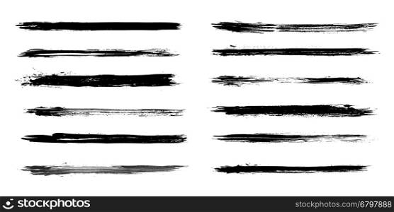 Set of grunge brush strokes in vector. Vector illustration.