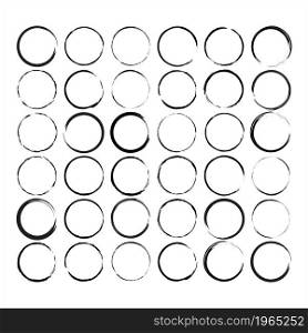 Set of grunge circle frames. Black round shapes. Ink style. Flat design. Abstract art. Vector illustration. Stock image. EPS 10.. Set of grunge circle frames. Black round shapes. Ink style. Flat design. Abstract art. Vector illustration. Stock image.