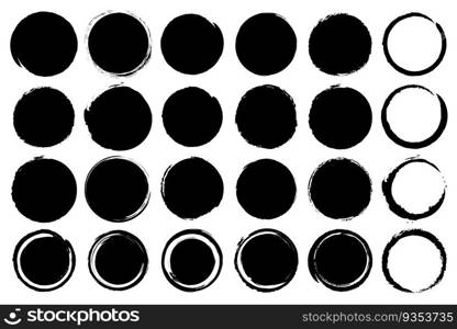 Set of grunge circles shapes in black. Vector illustration