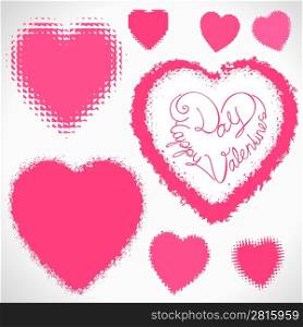set of grunge hearts, valentine&acute;s day, vector