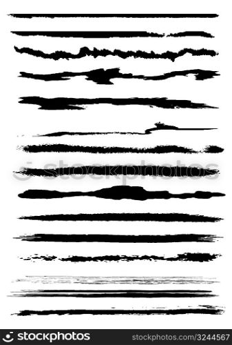 Set of grunge line brushes, original vector illustration