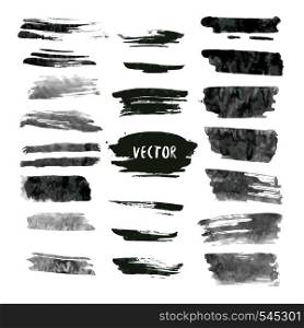 Set of grunge vector and ink strokes. Abstract design elements collection. Hand drawn smears of black ink texture. Set of grunge vector and ink strokes. Abstract design elements collection. Hand drawn smears