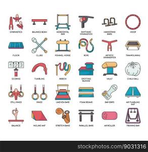 Set of Gymnastics thin line icons for any web and app project.