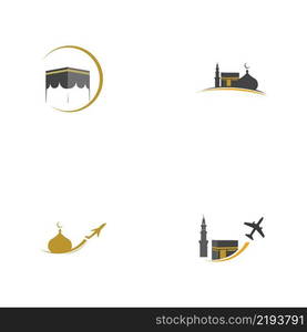 set of hajj and umrah logo illustration