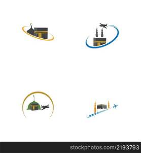 set of hajj and umrah logo illustration
