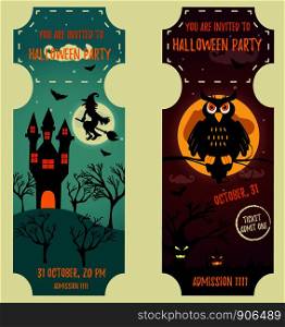 Set of Halloween backgrounds with bright characters. Invitation Template. Set of Halloween backgrounds with bright characters. Party Invitation Template