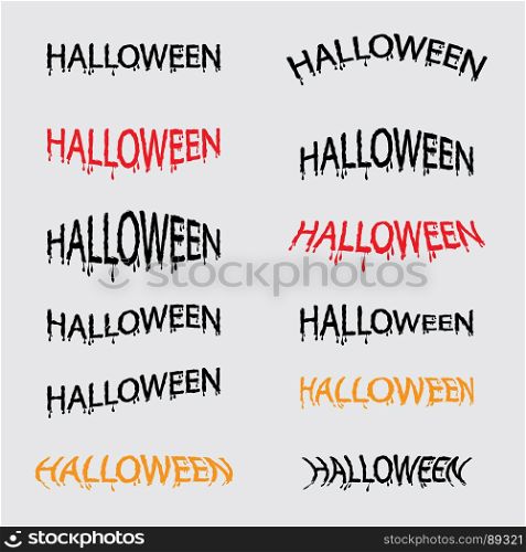 Set of Halloween calligraphy abstract icon.Halloween vector lettering.Happy Halloween Text Banner.Vector illustration