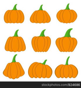 Set of halloween pumpkins, stock vector design for greeting card
