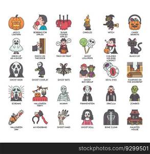 Set of Halloween thin line icons for any web and app project.