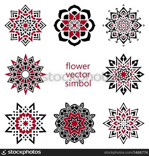 Set of hand drawing zentangle elements. Black and white. Flower mandala. Vector illustration. The best for your design, textiles, posters, tattoos, corporate identity. Set of hand drawing zentangle mandala elements