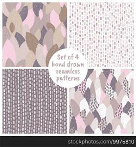 Set of hand-drawn abstract patterns in natural colors.  Simple textured shapes are perfect design for fashion, fabric, wrapping paper, textile, scrapbooking paper.