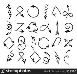 Set of hand drawn arrows isolated on white background. Vector illustartion.