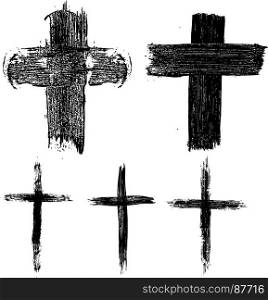 Set of hand drawn crosses. Religious symbols. Design element for logo, label, emblem, sign, badge. Vector illustration