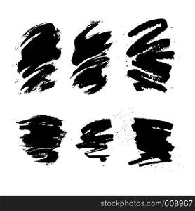 Set of hand drawn design elements. Vector collection of black ink spots.