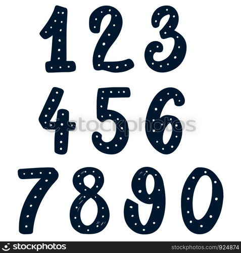 Set of hand drawn digits. Design element for poster, card, banner, sign, flyer. Vector illustration