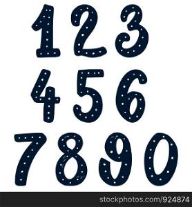 Set of hand drawn digits. Design element for poster, card, banner, sign, flyer. Vector illustration